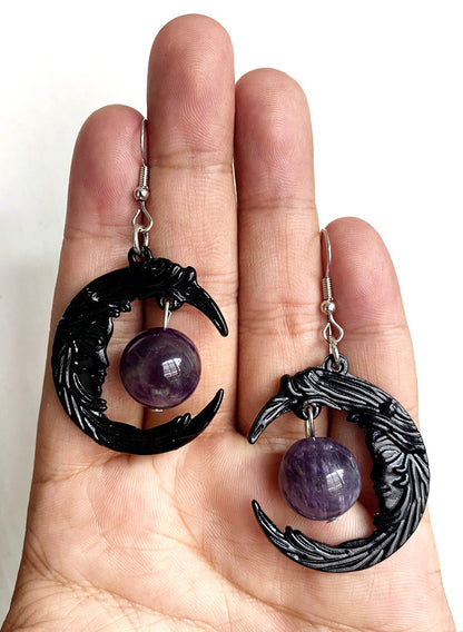 Gothic Face Black Crescent Amethyst Pendant Necklace Earrings ba9bece7 3f36 4cf5 a8ef 74543f33fe94