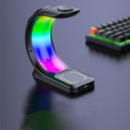 4 In 1 Magnetic Wireless Charger Fast Charging For Smart Phone Atmosphere Light Charging Station For Airpods Pro I-phone Watch - HD Wireless Product #5