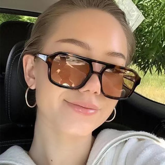 Square Double Beam Sunglasses Men And Women Retro Personality bac06707 e16b 480c aa03 0ac00a5dea8c