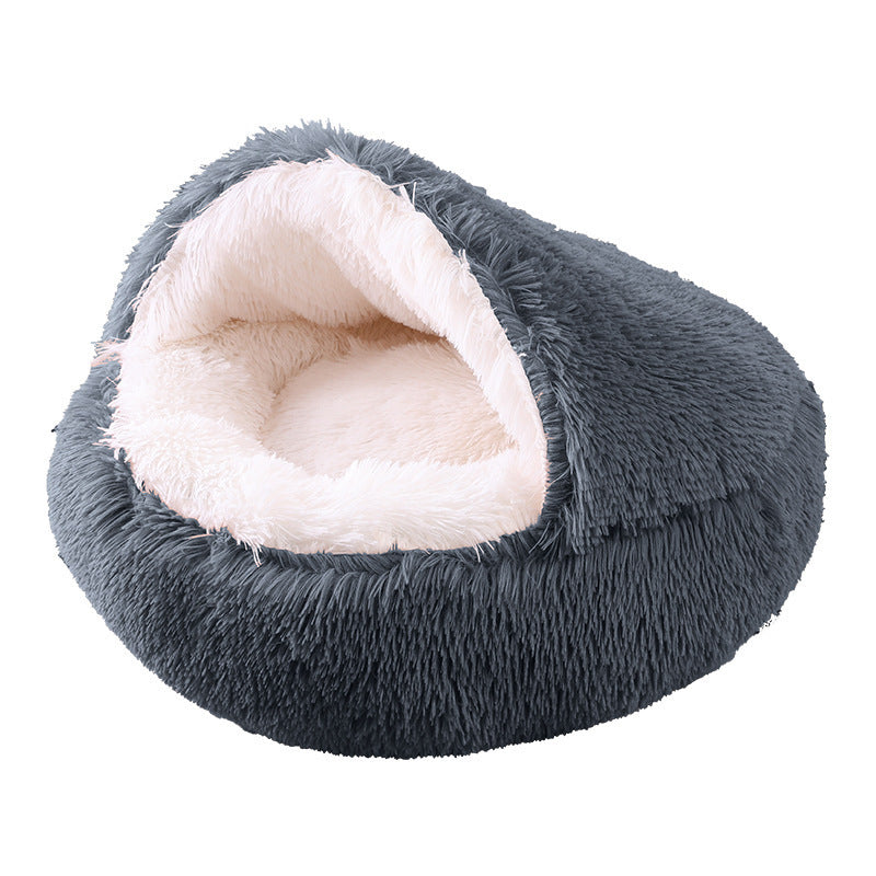 Deep Sleep Half-pack Semi-enclosed Dual-use Plush Round Pet Bed bac718af 86a7 4f6b 8f7d 22fb07176f4e