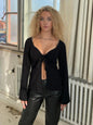 Knitted Stretch Solid Color Pullover Twisted Butterfly Long Sleeve V-neck Top bad86042 d873 44b0 9b3c 799972f98a87