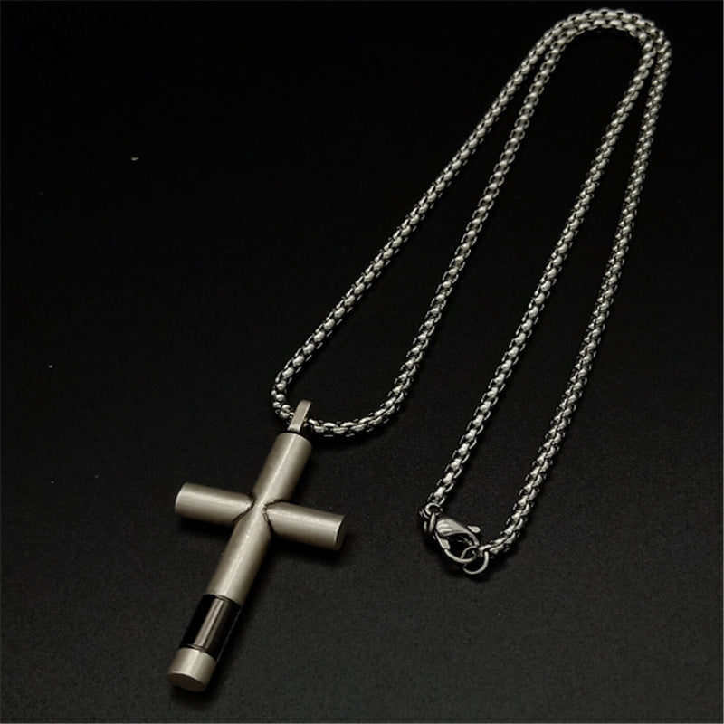 Hip Hop Retro Glossy Cross Titanium Steel Necklace badf7dde b029 4ca1 8101 38d0aa4eec59