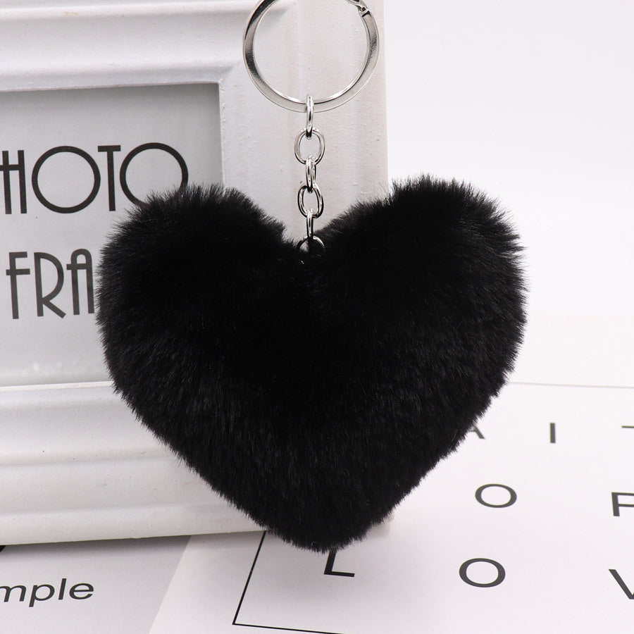 Heart-shaped Fur Ball Keychain Rex Rabbit Plush Car Pendant baed860a 84f1 45bf bafd 9b61ce33fc57