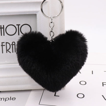 Heart-shaped Fur Ball Keychain Rex Rabbit Plush Car Pendant baed860a 84f1 45bf bafd 9b61ce33fc57