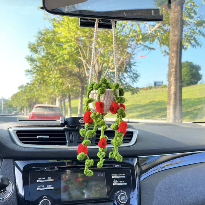 Handmade Knitted Flower Car Accessories Rearview Mirror bafe5ae0 02c8 41cb 89c4 cfdc6175dcaa