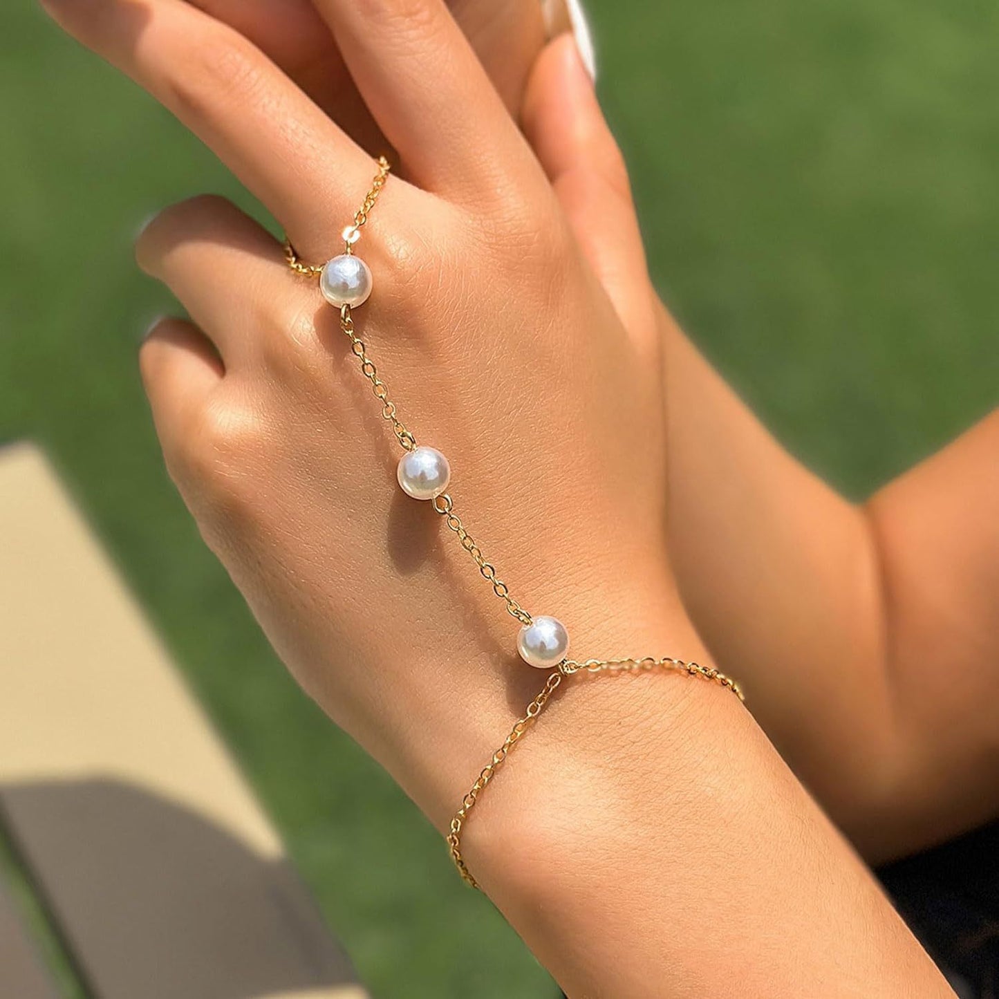 Small Rice-shaped Beads Rice Beads Zircon Pearl Ring Chain Love Finger Chain Ornament bb03fb90 f186 4191 91f5 1c6b6e089767