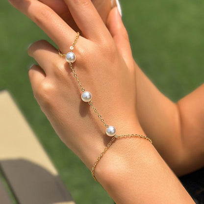 Small Rice-shaped Beads Rice Beads Zircon Pearl Ring Chain Love Finger Chain Ornament bb03fb90 f186 4191 91f5 1c6b6e089767