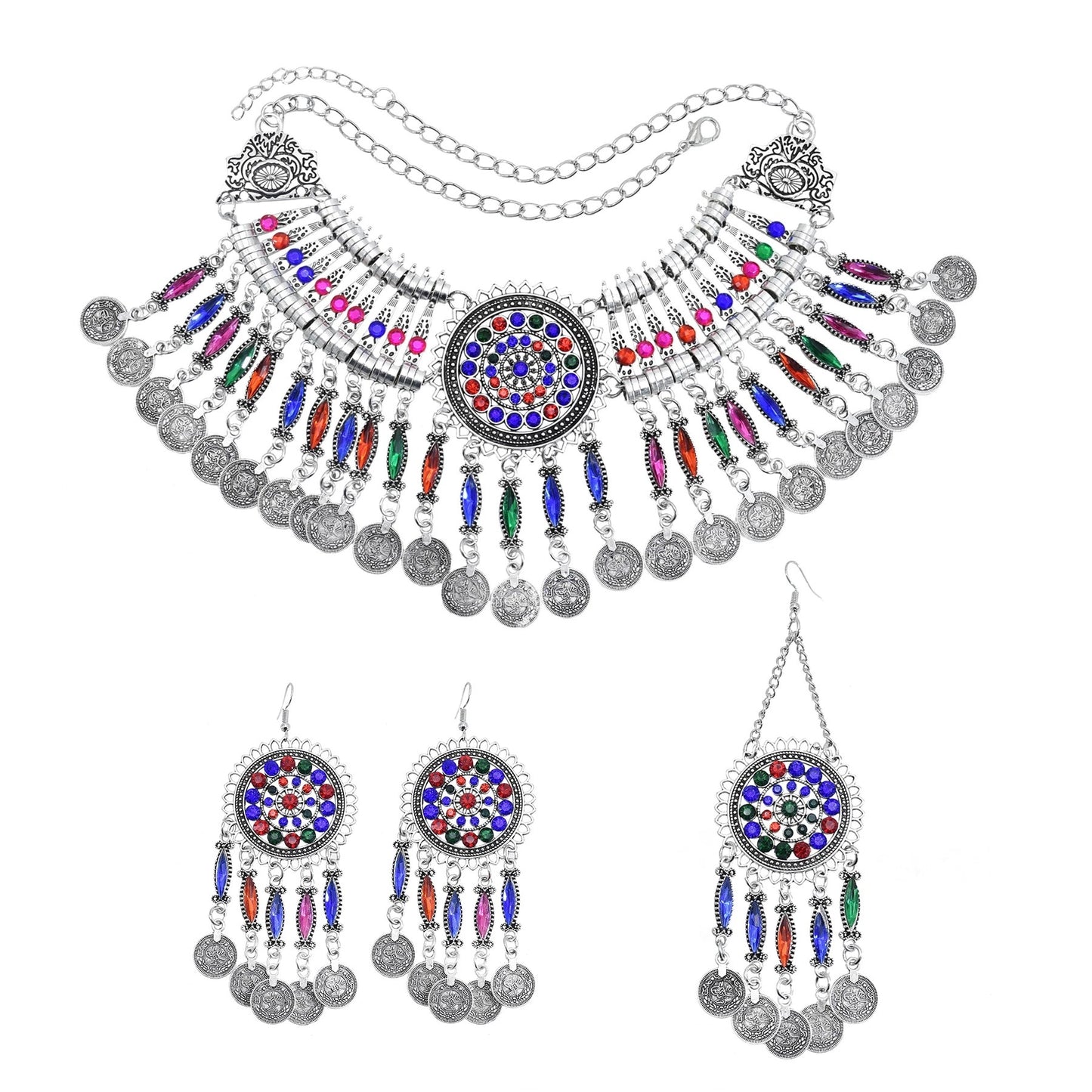 Boho Vintage Necklace Earrings Tiara Set bb085ecb 719a 46e2 9ea1 8df92915aacf