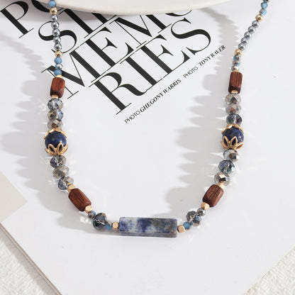 Trendy Design Blue Point Stone Rectangular Beaded Necklace bb15a441 5ed3 46fd a63e 26d919344101