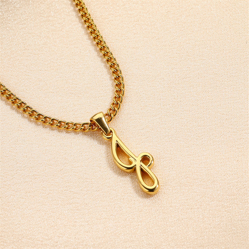Simple Elegant Necklace Stainless Steel 18K Gold Mini English Letter Pendant bb275387 89d0 472d 880f 6131404f79f3