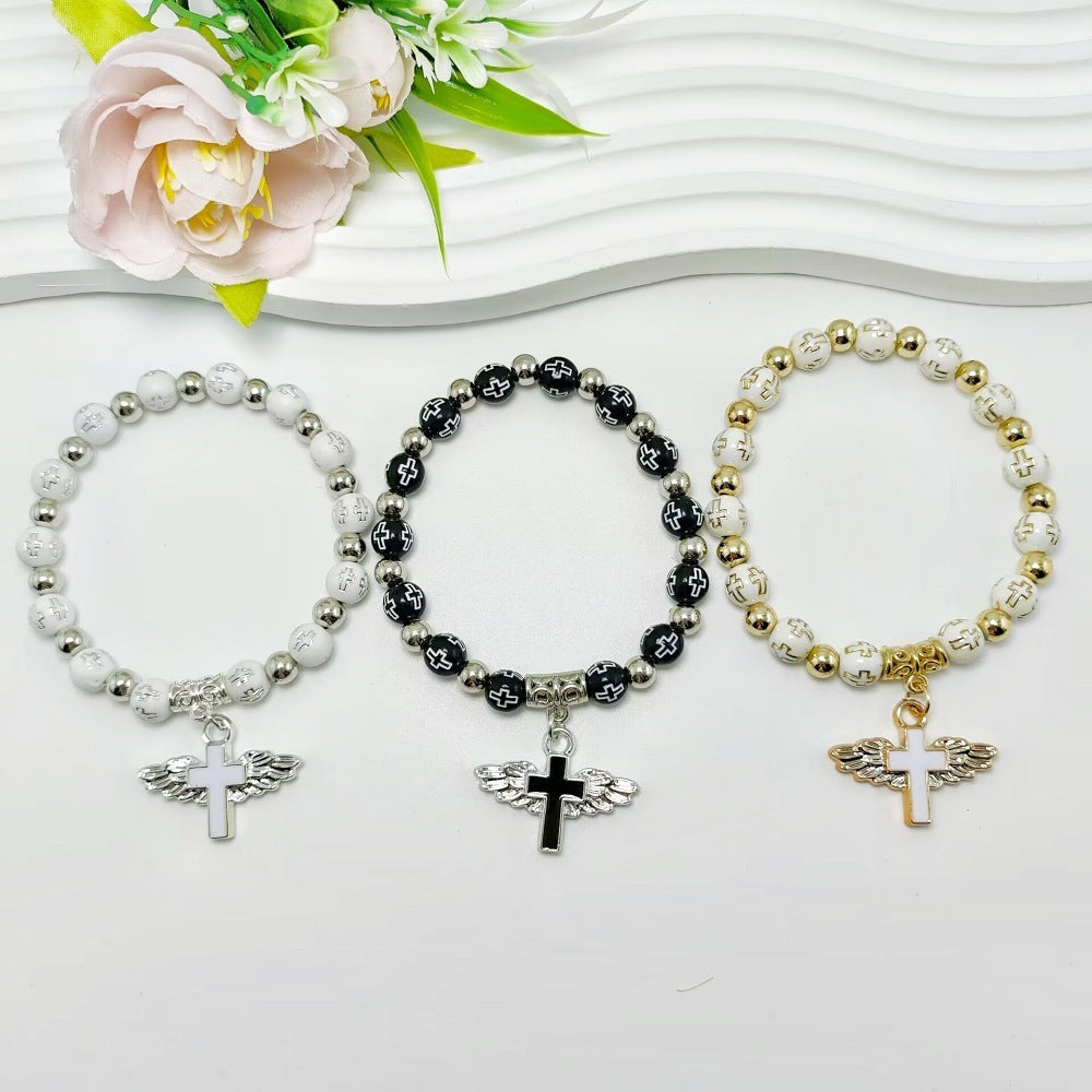 Rosary Bracelet Bronzing Acrylic Cross Bead Bracelet bb41979b 17d1 4889 aa0d 93cf1ec38de7