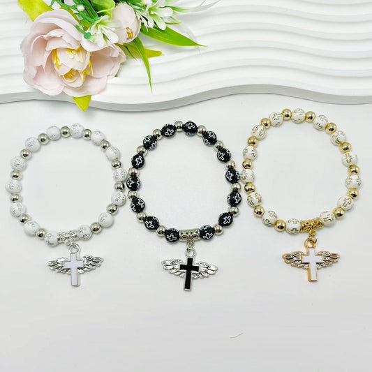 Rosary Bracelet Bronzing Acrylic Cross Bead Bracelet bb41979b 17d1 4889 aa0d 93cf1ec38de7