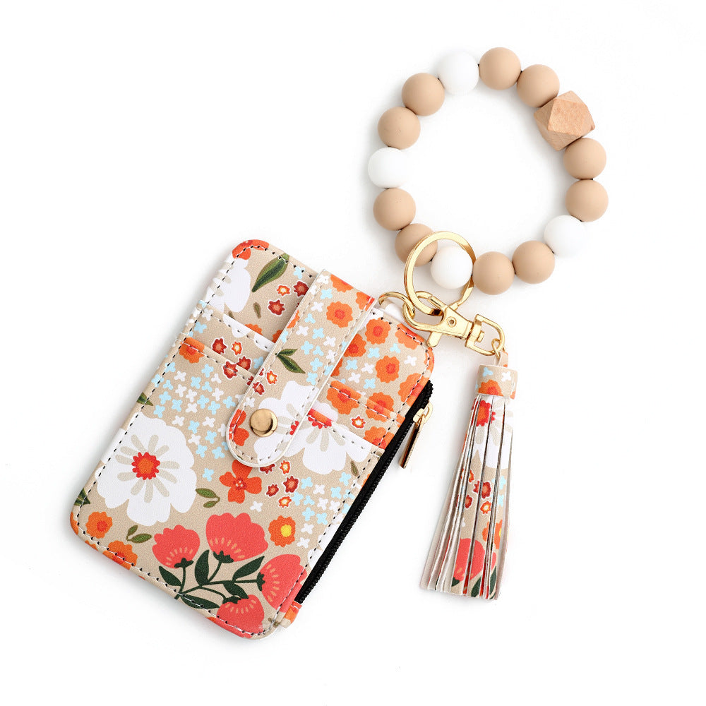 Women's Floral Print Leather Card Bag - 图片 9