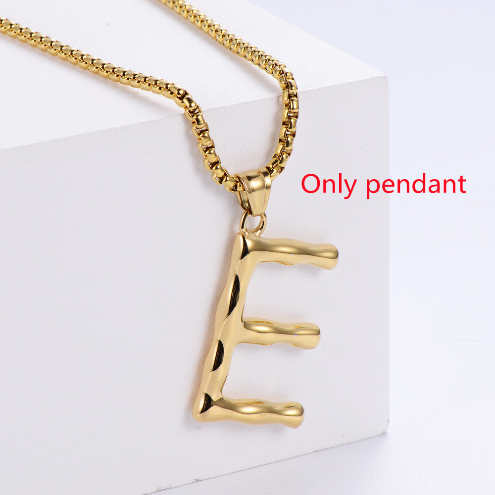 Three-dimensional 26 English Letter Pendant Necklace Fashion Jewelry Titanium Steel Couple Ornament bb7b1e5d b03f 43b5 8e31 2