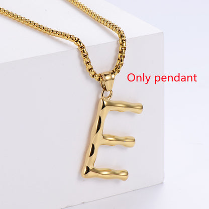 Three-dimensional 26 English Letter Pendant Necklace Fashion Jewelry Titanium Steel Couple Ornament bb7b1e5d b03f 43b5 8e31 2