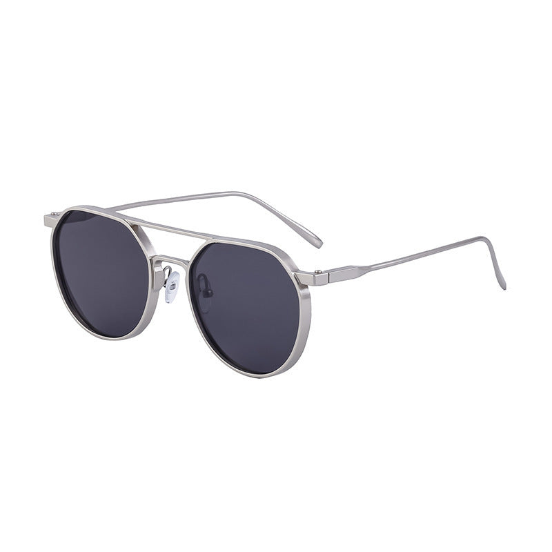 Men's Metal Double Beam Vintage Round Frame Sunglasses bb8531e8 2bc5 4c06 b33a e4f26170cae8
