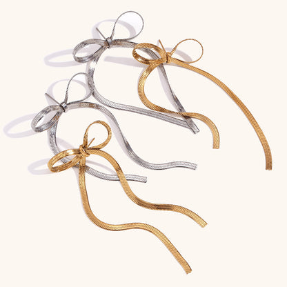 Women's Fashion Blade Chain Bow Earrings bb9187c3 1636 408b b1d9 5996ffc1d4a3