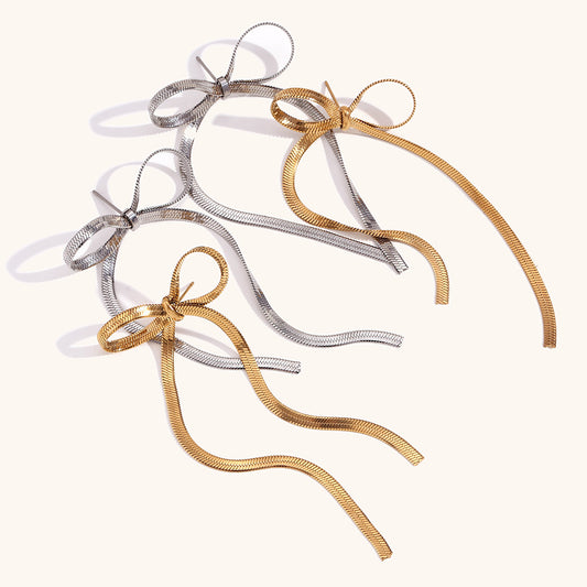 Women's Fashion Blade Chain Bow Earrings bb9187c3 1636 408b b1d9 5996ffc1d4a3