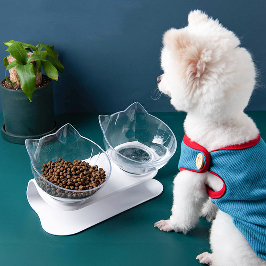 New Inclined Food Cat Ear Oblique Mouth Transparent Single Pet Bowl bba296a6 1a1b 47f2 b20c d111f7227d0a
