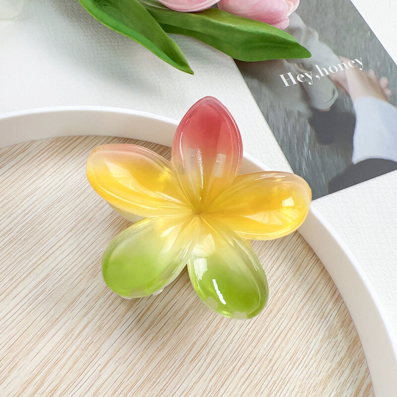 Rainbow Plumeria Rubra Barrettes Gradient Flower Barrettes bba365a1 5fca 4ce3 8816 9840411d17d9