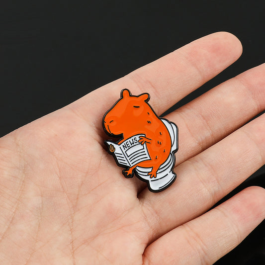 Little Mouse Toilet Reading Newspaper Shape Pin Brooch bba5c812 1794 4aac 93b7 680ca1821b2f