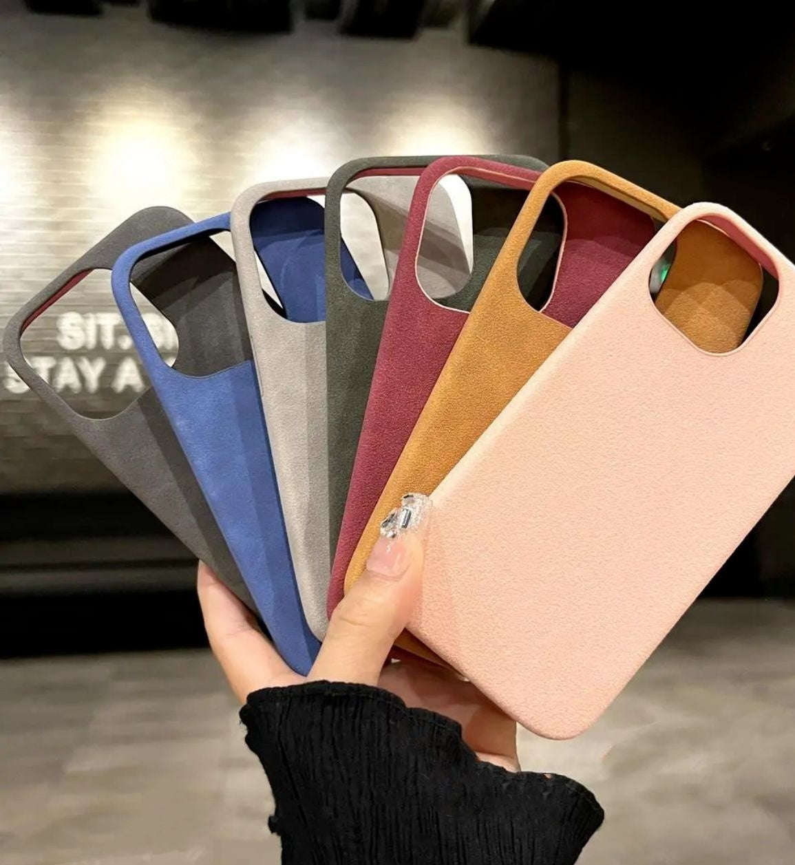 New High-grade Solid Color Suede Phone Case - 图片 2