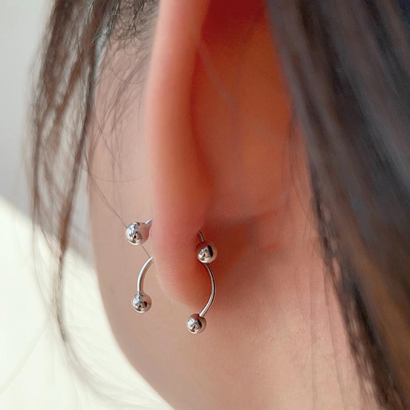 Titanium Steel Double-sided Ball Ear Bone Stud Dumbbell Earrings bbb96a70 dce9 4698 9896 b14602b46c54