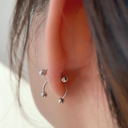 Titanium Steel Double-sided Ball Ear Bone Stud Dumbbell Earrings bbb96a70 dce9 4698 9896 b14602b46c54