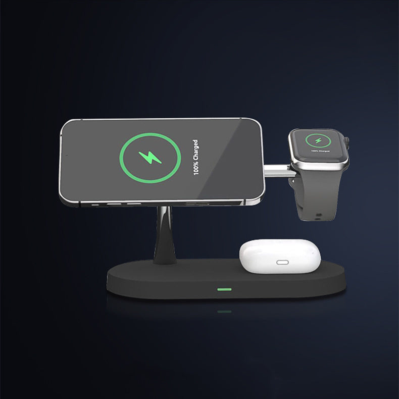Multifunctional Five-In-One Magnetic Wireless Charging Watch Headset Desktop Mobile Phone Holder Charger 15W Fast Charge - 图片 4