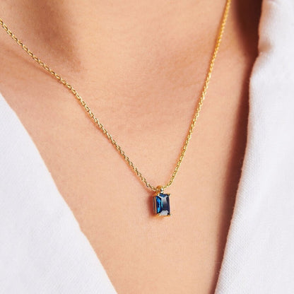 Rectangular 12month Birthday Stone Pendant Colorful Zircon Clavicle Chain bbdccff3 7d78 4519 8238 01f61885898b