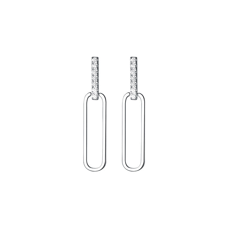 S925 Silver Geometric Hollow Line Diamond Oval Earrings Women bbe38a53 bac9 4189 87c9 b1492b16f4f3