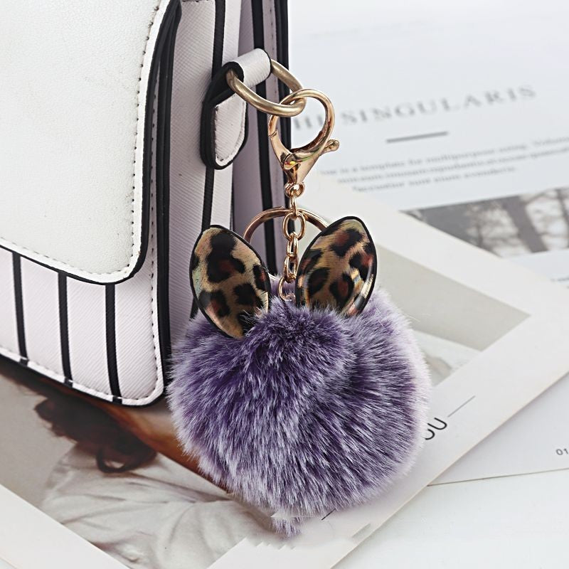Leopard Print Small Ears Fur Ball Keychain bbe3f27e 5ca6 4ef7 8532 9aa91656c894
