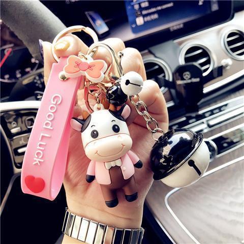 Korean Creative Trending Cute Cow Keychain Girl Heart Cartoon Doll Key Chain Simple Children Gift bbf65609 43de 426e 968a c47
