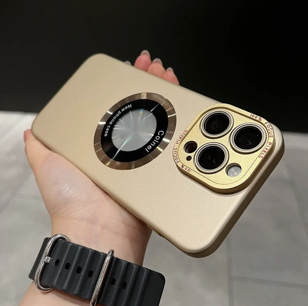 Metal Lens Frame Frosted Phone Case - 图片 13