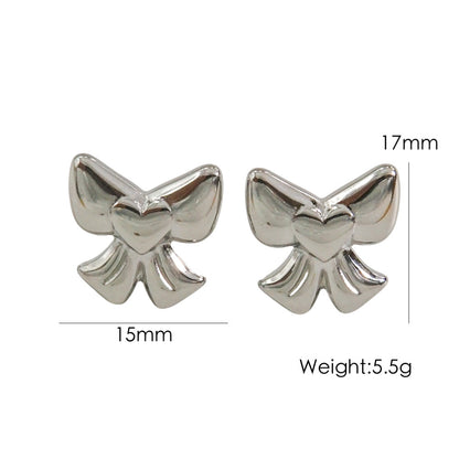 Bow Stainless Steel 14K Gold Earrings Necklace bbfd84d4 0688 4cee beab f9da2cf420e3