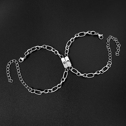 Simple Stainless Steel Sun Moon Love Couple Bracelet bc02bb5c be41 4fdd 9b93 a4c3a67f3524