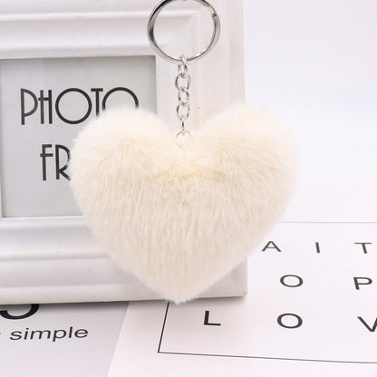 Heart-shaped Fur Ball Keychain Rex Rabbit Plush Car Pendant bc055d7f 6428 4b3a 9529 4ca3204472cb