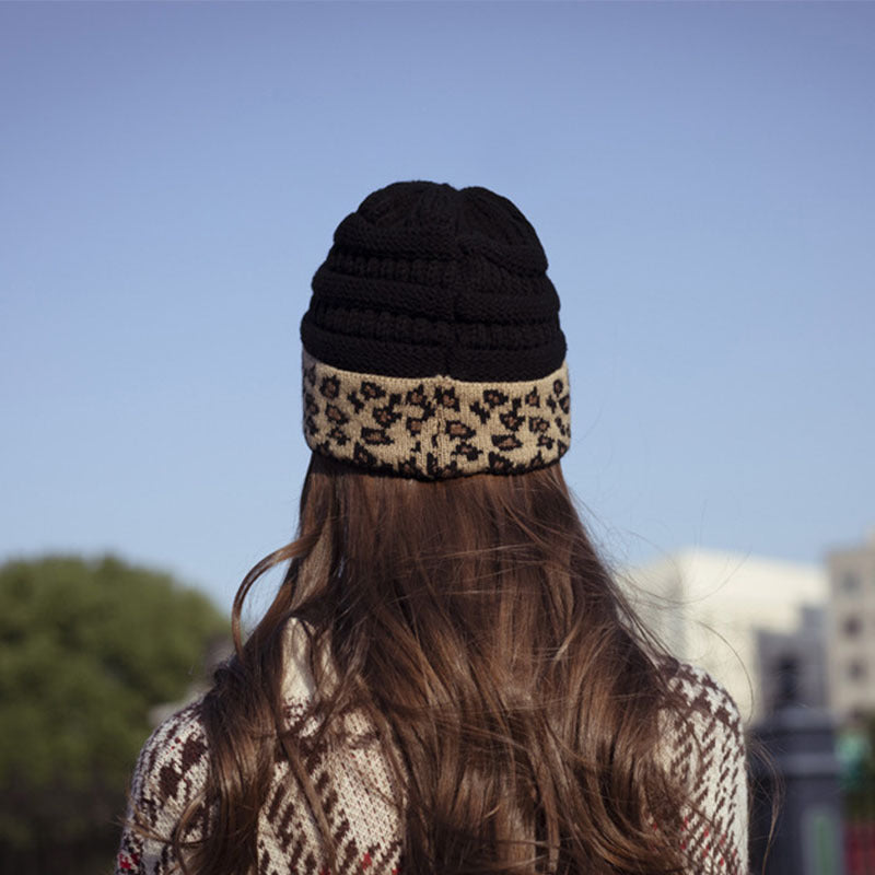 Beanie Women's Warm Leopard Print Knitted Hat Winter bc078742 bbcc 40d9 913a 60181cc7c149