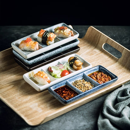Japanese Three Grid Seasoning Dish With Dipping Material Ceramic Dish bc188b4d a08b 4b7b afdb 874ad61186f3