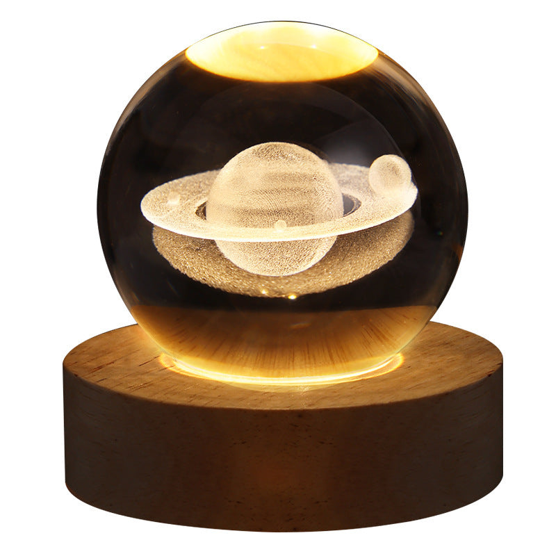 Luminous Starry Sky And Planets Moon Moon Crystal Ball Small Night Lamp Projection Ambience Light Creative Gift New Strange G