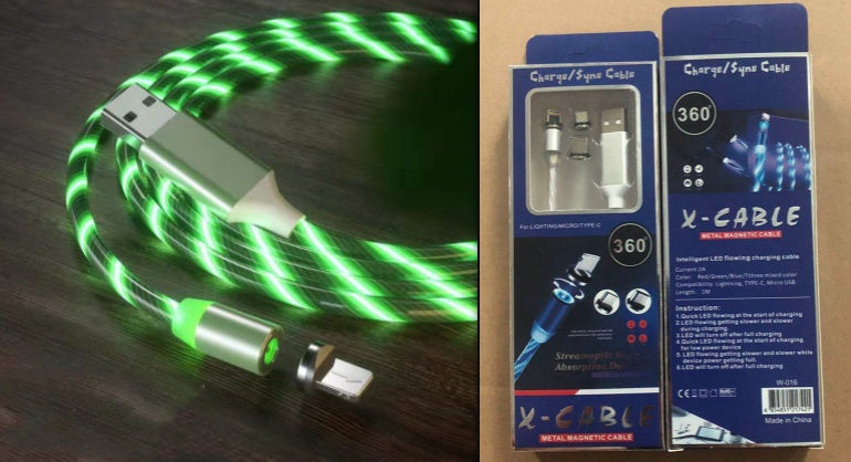 Mobile Phone Three-in-one Light-emitting Charging Streamer Magnetic Data Cable - 图片 8