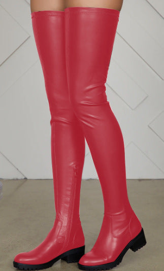 New Women's Long-tube Elastic Low-heel Boots bc5969a2 ea79 481c a544 5e106f0f2af5