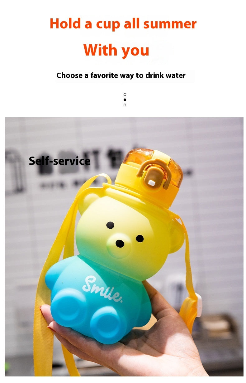 Cute Gradient Little Bear Cartoon Straw Plastic Cup bc60a4f3 0627 4513 a979 d8277f57782e