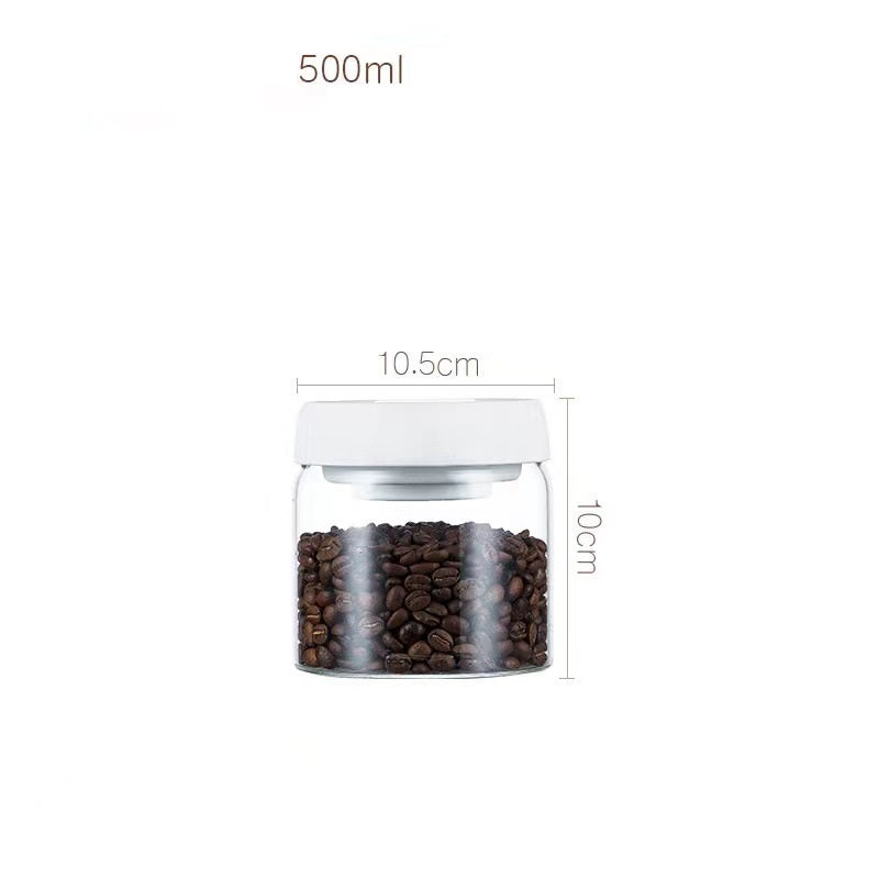 Vacuum Sealed Jug Set Black Coffee Beans Glass Airtight Canister Kitchen Food Grains Candy Keep Good Storage Jar Set Kitchen 