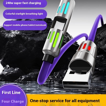 240W Light Column Four-in-one Colorful Indicator Light Mobile Phone Charging Cable - 图片 1