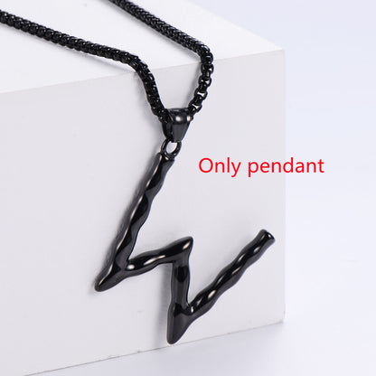 Three-dimensional 26 English Letter Pendant Necklace Fashion Jewelry Titanium Steel Couple Ornament bcbf2b13 b2ce 427c b1af 6