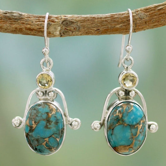 Turquoise Rhinestone Earrings European And American bcdcc3c9 3735 4281 918d 6bca15b4b958
