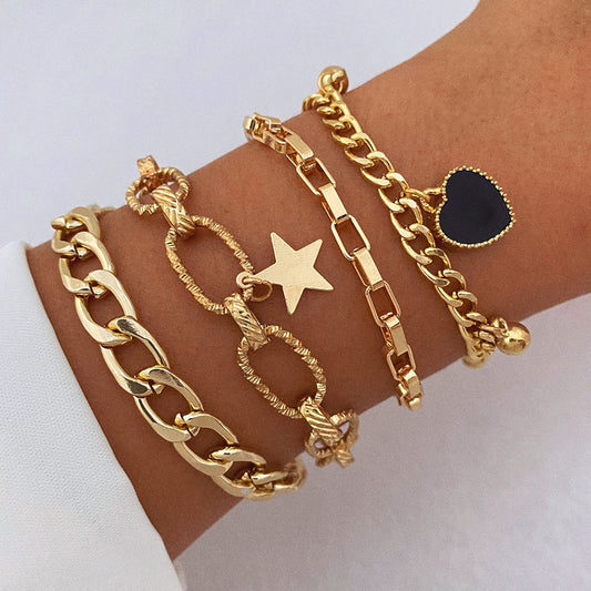 Black Peach Heart Bracelet Retro Simple Multi-layer bcdd8af0 8465 4f03 a843 f4d289c5ef8a