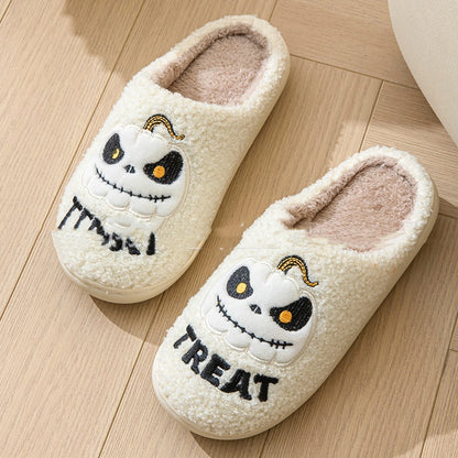 Halloween Cartoon Pumpkin Slippers Fleece-lined Non Slip Cotton Slippers bcef76ec 8656 44ca a789 f36c8406955f