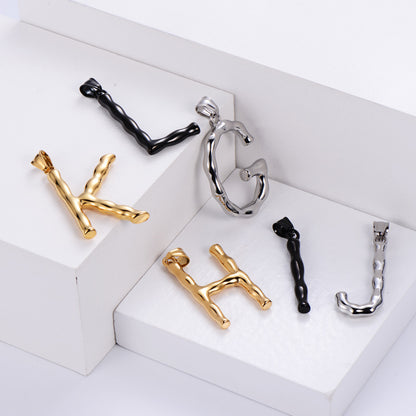 Three-dimensional 26 English Letter Pendant Necklace Fashion Jewelry Titanium Steel Couple Ornament bcff9894 8997 4b0f abc6 e